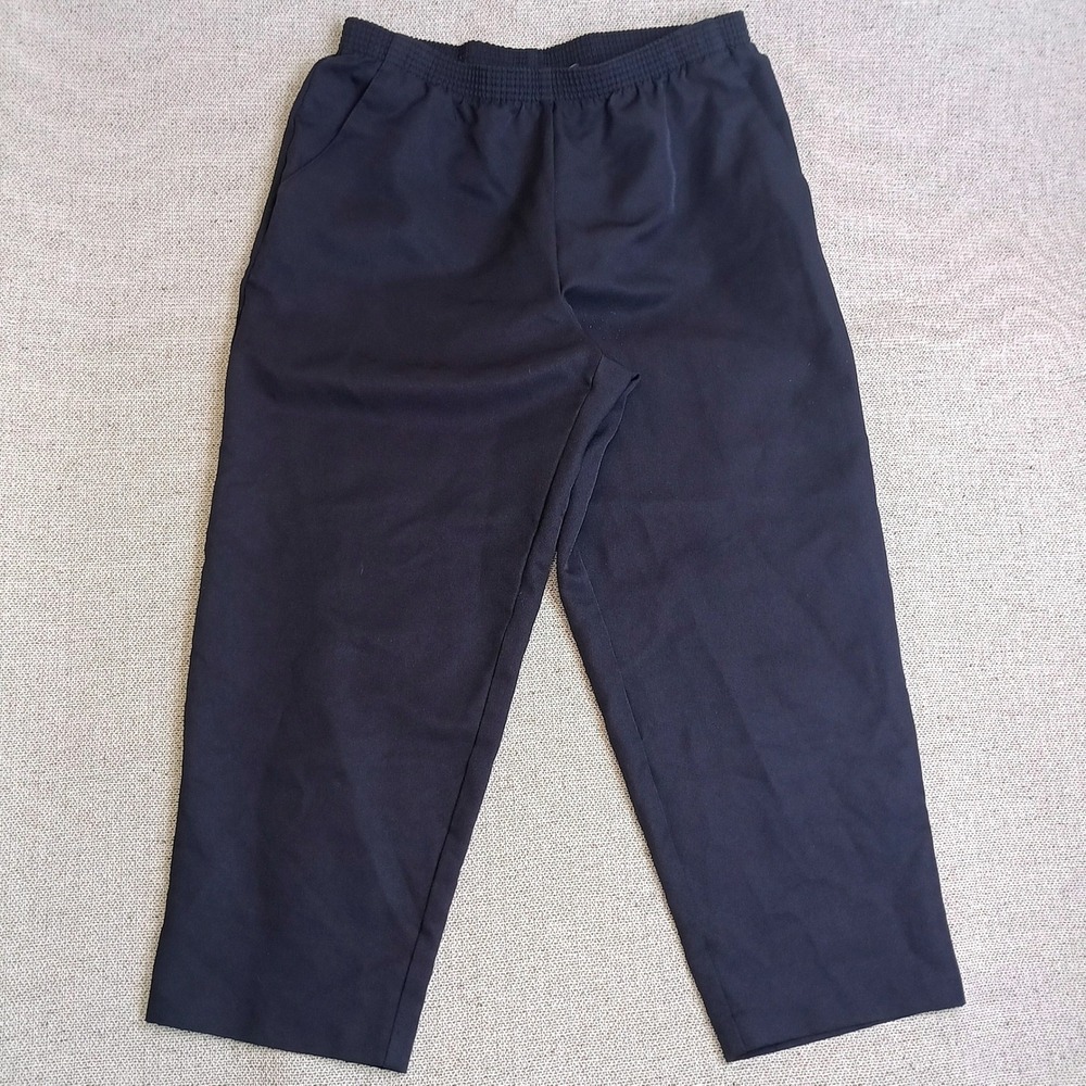 Briggs New York Dress Pants Womens 14P Navy Blue Excellent Elastic Waist Slacks